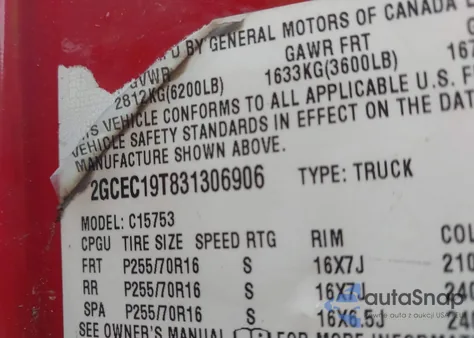 2003 Chevrolet Silverado 1500 Ls from USA, damaged, VIN 2GCEC19T831306906